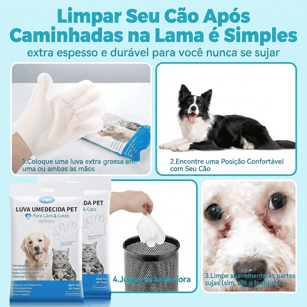 LivoGlove™ - Lenços Tipo Luva de Limpeza a Seco Para Gatos e Cachorros